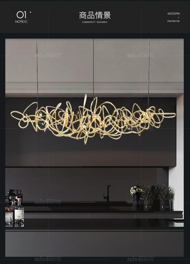 Post-modern Stainless Steel Chandelier